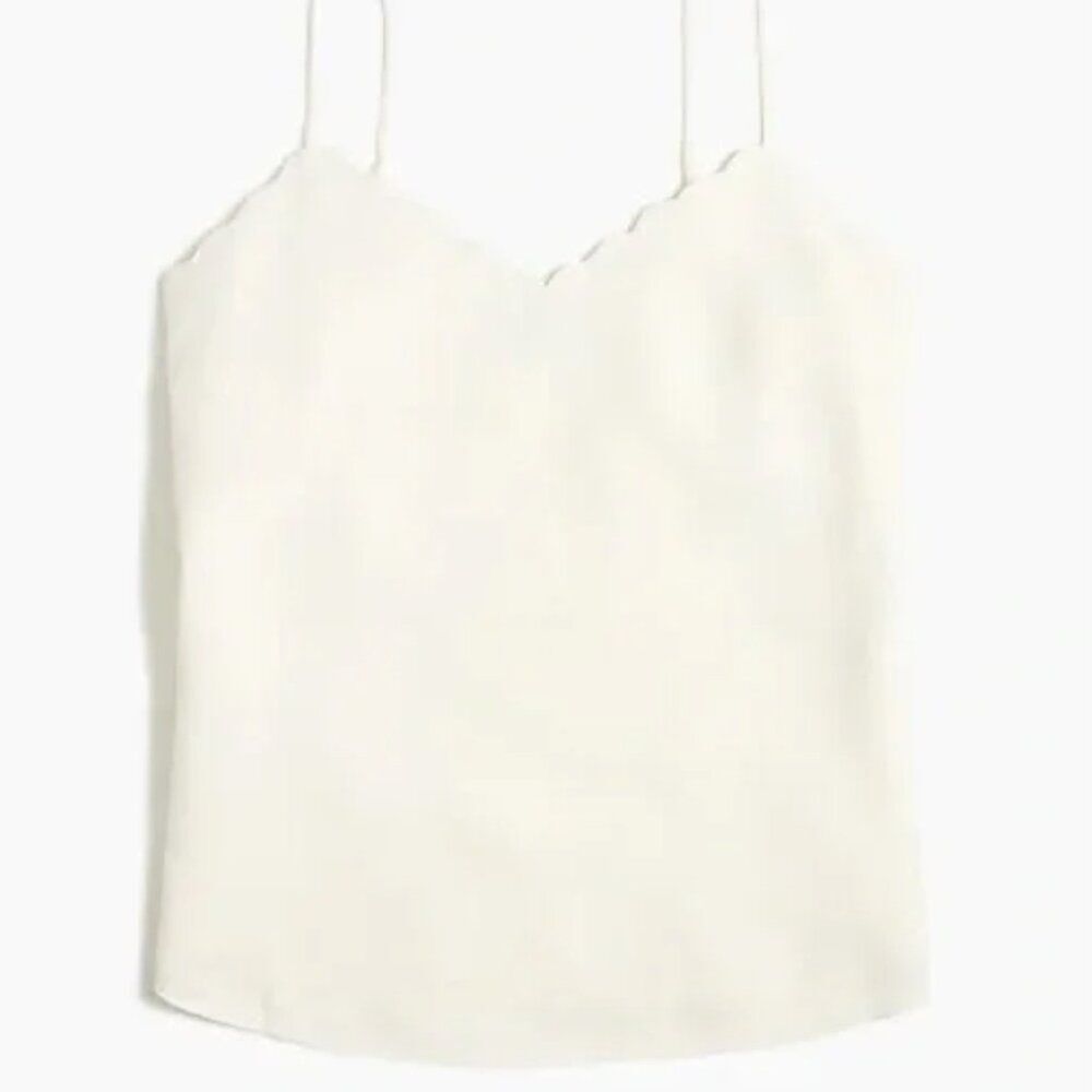 J‎ Crew Factory Scalloped Top - Soft Ivory - Size 14 - NWT